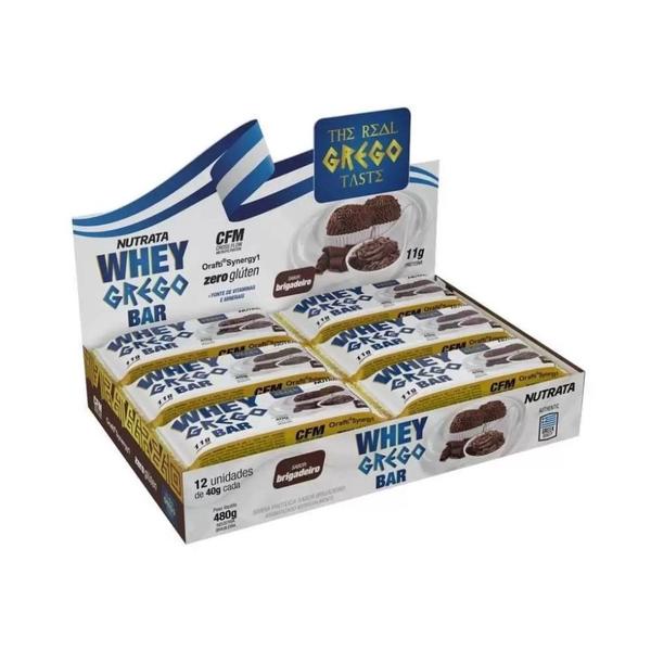 Imagem de Whey Grego Bar Caixa com 12 Unidades (480g) - Sabor Brigadeiro