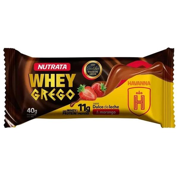 Imagem de Whey Grego Bar Caixa com 12 Unidades (480g) - Sabor: Dulce de Leche e Morango