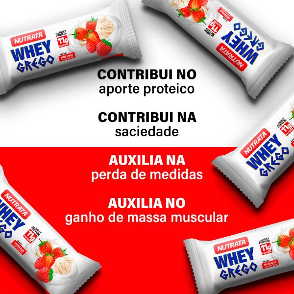 Imagem de Whey Grego Bar  Sabor Morango com Chantilly  12 Unidades  Nutrata