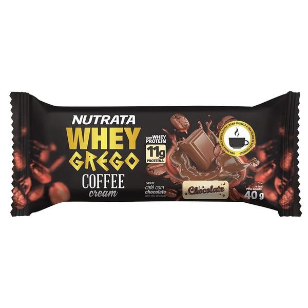 Whey grego coffee cream chocolate 40g display c/ 12 barras -nutrata Imagem de Whey grego coffee cream chocolate 40g display c/ 12 barras -nutrata
