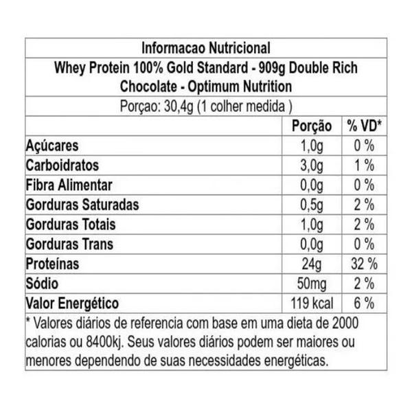 Imagem de Whey Protein 100% Gold Standard - 909g Double Rich Chocolate - Optimum Nutrition