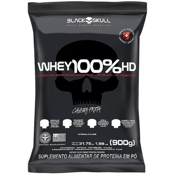 Imagem de Whey Protein 100% HD Black Skull 900g - Proteína 3W (Wpc + Wpi + Wph)