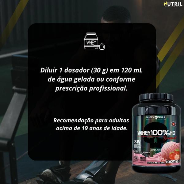 Imagem de Whey Protein 100% HD Pote GOURMET Concentrado Isolado Hidrolisado Black Skull 