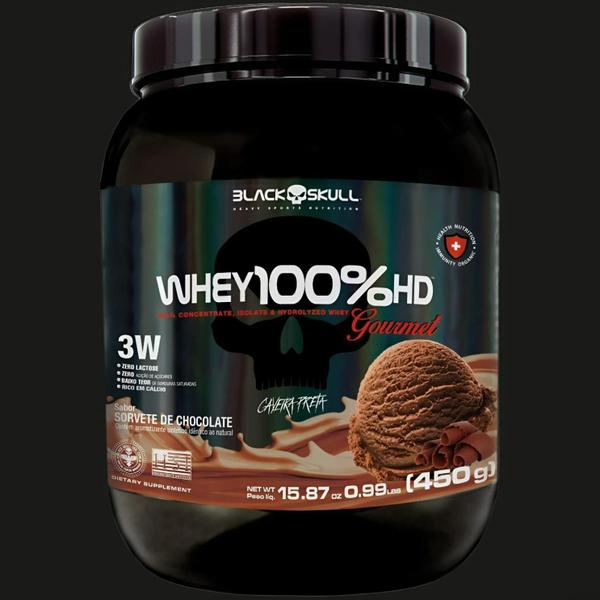 Imagem de Whey Protein 100% HD Pote GOURMET Concentrado Isolado Hidrolisado Black Skull 