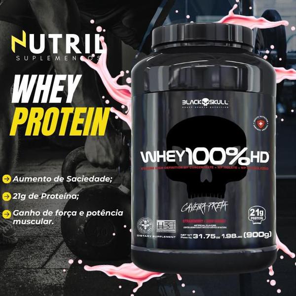 Imagem de Whey Protein 100% HD Pure POTE 900g + COQUETELEIRA 600ml - Kit Black Skull Whey 100% HD 3W Isolado - Hidrolisado - Concentrado + SHAKEIRA