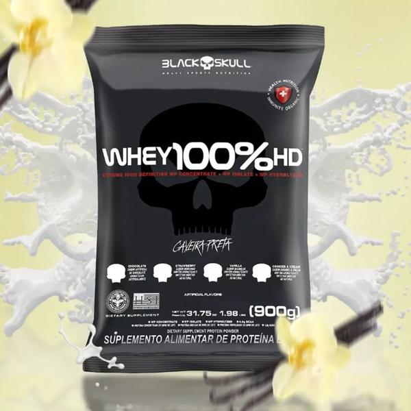 Imagem de Whey Protein 100% HD Sabor Baunilha Black Skull Refil 900g