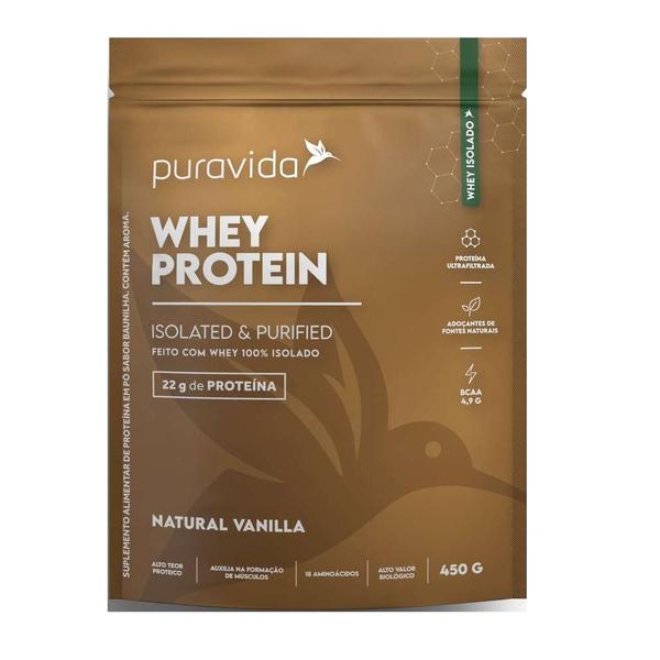 Imagem de Whey Protein 100% Isolado Natural Vanilla - Puravida 450g