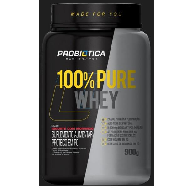 Imagem de Whey Protein 100% Pote 900g Iogurte Com Morango V01 Probiótica