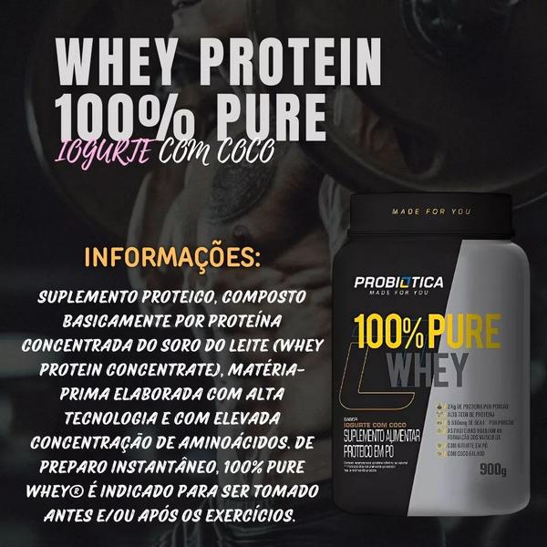 Imagem de Whey Protein 100% Puro Iogurte De Coco 900g - Probiótica