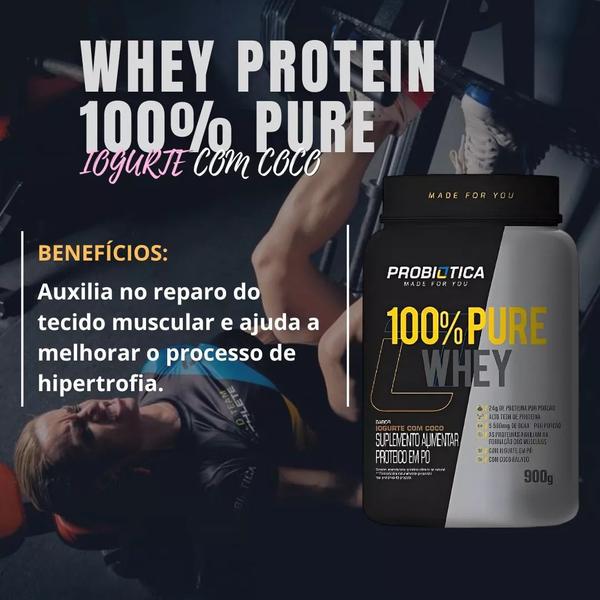 Imagem de Whey Protein 100% Puro Iogurte De Coco 900g - Probiótica