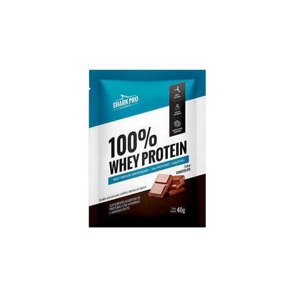 Imagem de Whey Protein 100% Sabor Chocolate 40G Sachê 1 Unidade Shark