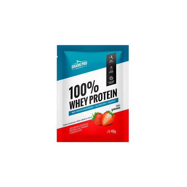 Imagem de Whey Protein 100% Sabor Morango 40g Sachê 1 Unidade Shark Pro