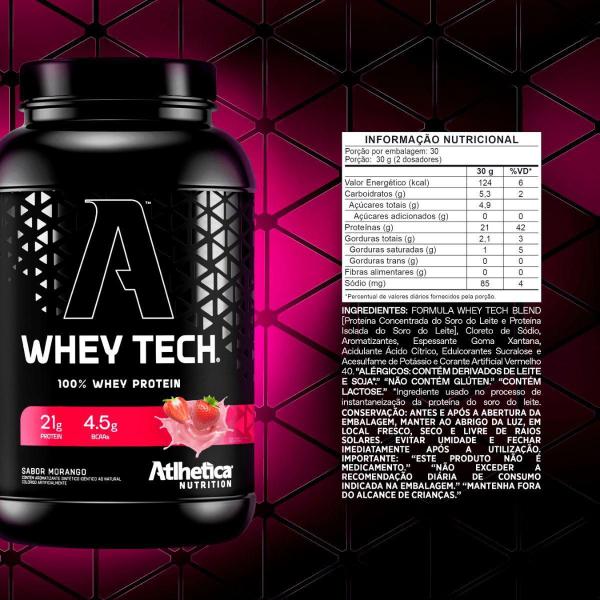 Imagem de Whey Protein 100% Tech 900G Morango Atlhetica Nutrition