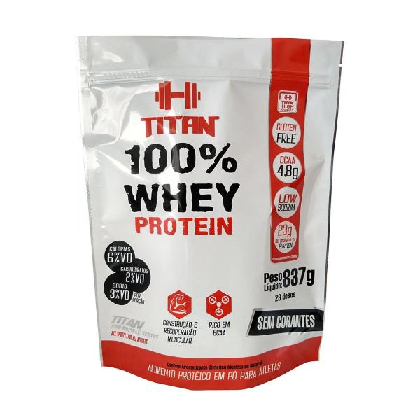 Imagem de Whey Protein 100% Whey Sabor Morango Refil 837g Titan