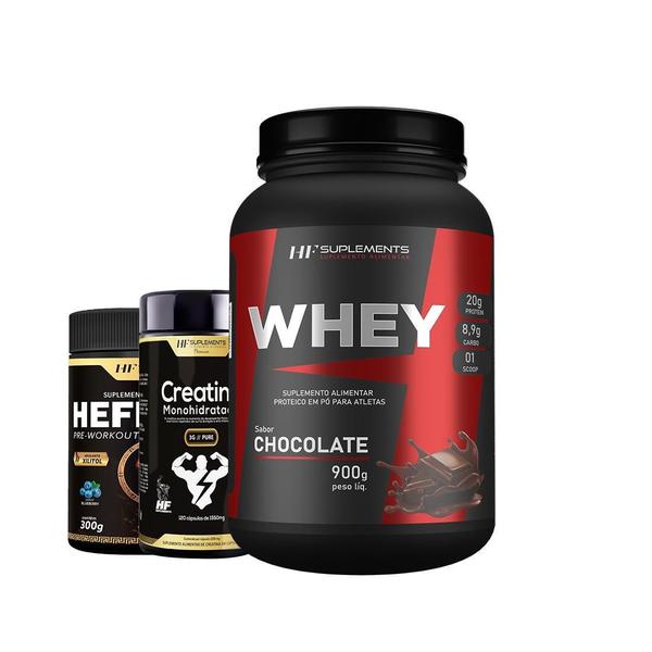 Imagem de Whey Protein Chocolate 900G + Pré Treino Blueberry Creatina