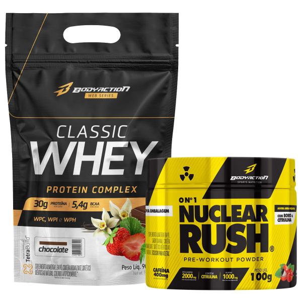 Imagem de Whey Protein Classic  900g + Pré Treino Nuclear Rush 100g Bodyaction