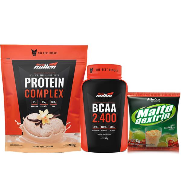 Imagem de Whey Protein Complex 900g + Bcaa 120 cápsulas + Maltodextrina 1kg - New Millen