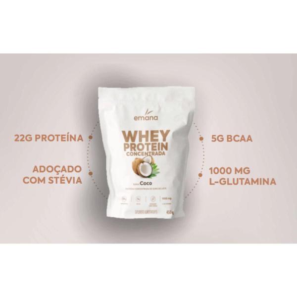 Imagem de Whey Protein Concentrada + 1000mg Glutamina 450g Emana Suplementos