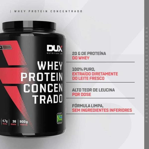 Imagem de Whey Protein Concentrado 900G Morango Dux Coqueteleira 700Ml