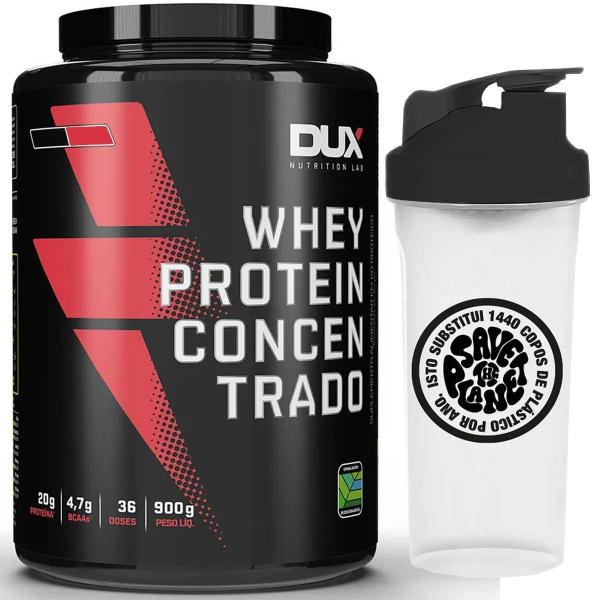 Imagem de Whey Protein Concentrado 900G Morango Dux Coqueteleira 700Ml