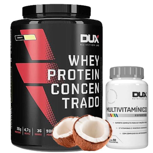 Imagem de Whey Protein Concentrado Dux 900g + Multivitamínico Dux 90 cápsulas