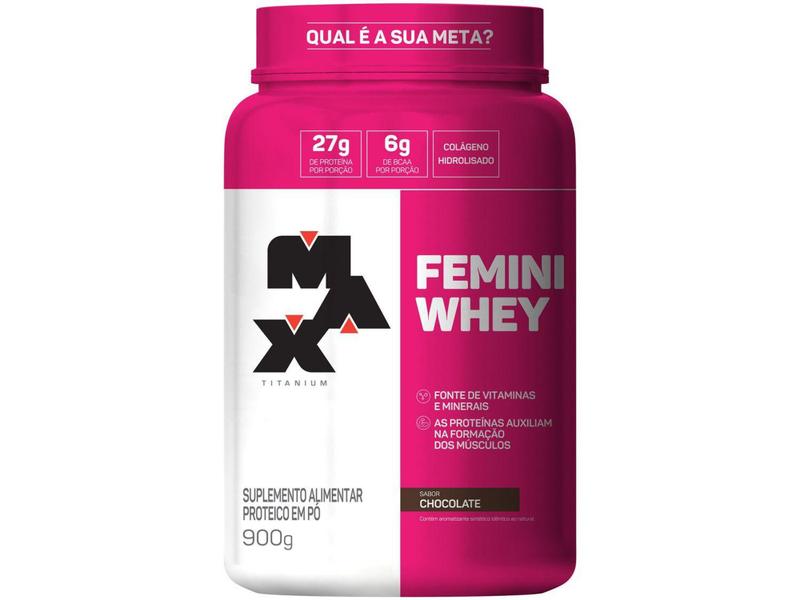 Imagem de Whey Protein Concentrado Hidrolisado Isolado - Max Titanium Femini Whey 900g Chocolate