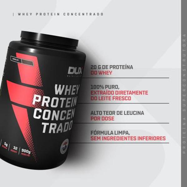 Imagem de Whey Protein Concentrado Pote 900g Dux Nutrition - SABOR MORANGO