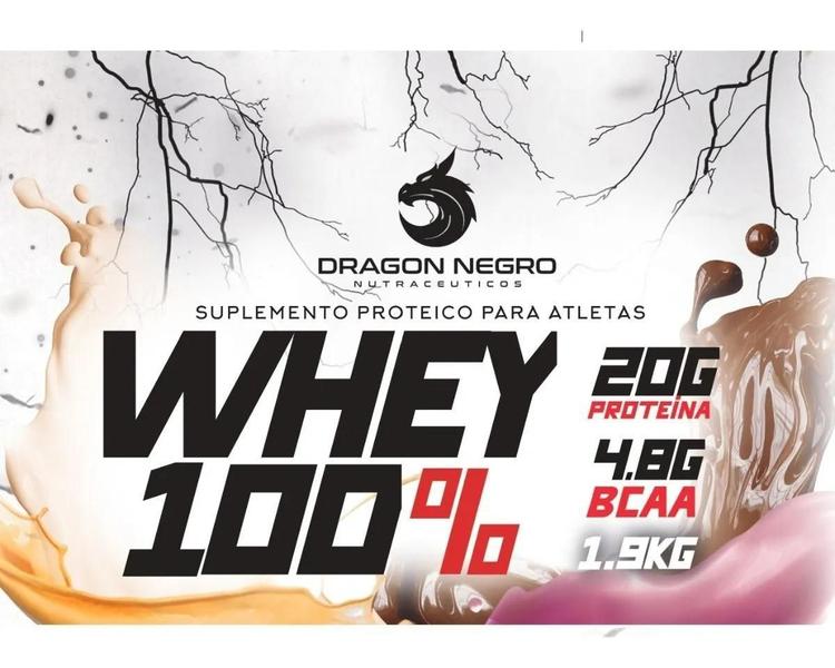 Whey Protein Concentrado Premium 20G Proteína 1900Kg Choco B - Dragon Negro Imagem de Whey Protein Concentrado Premium 20G Proteína 1900Kg Choco B