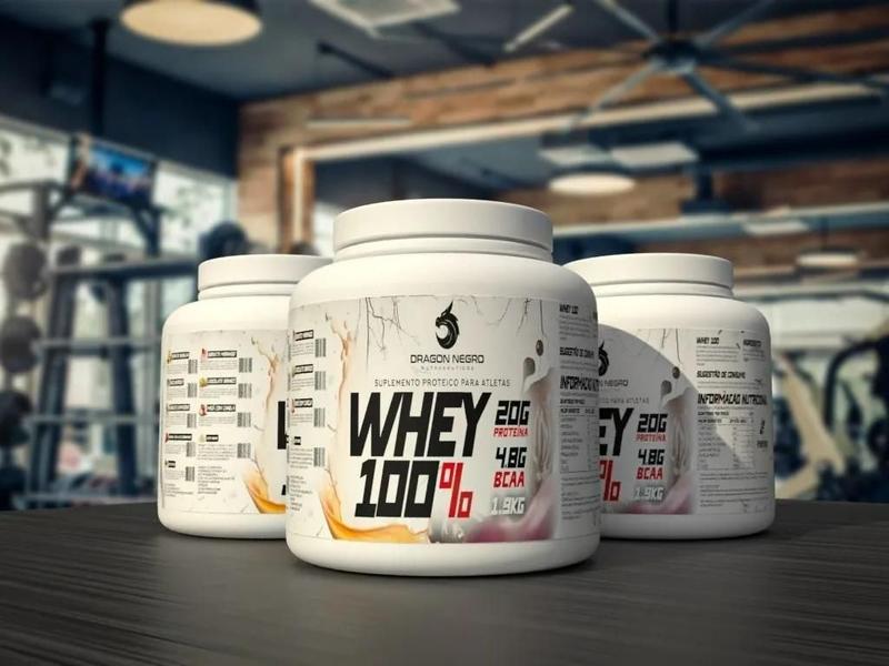 Whey Protein Concentrado Premium 20G Proteína 1900Kg Choco B - Dragon Negro Imagem de Whey Protein Concentrado Premium 20G Proteína 1900Kg Choco B