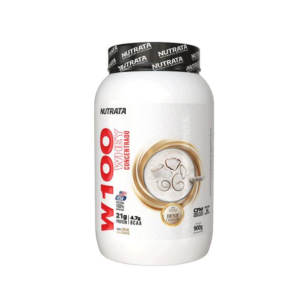 Imagem de Whey Protein Concentrado W100 Sabor Creme De Coco Pote 900g Nutrata