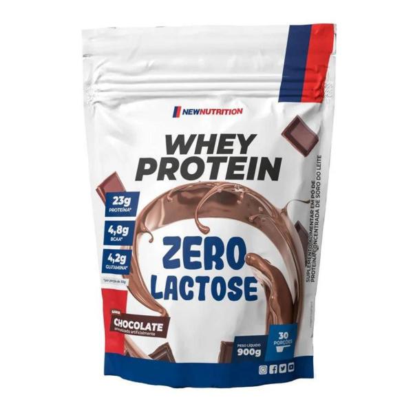 Whey Protein Concentrado Zero Lactose 900g New Nutrition Imagem de Whey Protein Concentrado Zero Lactose 900g New Nutrition