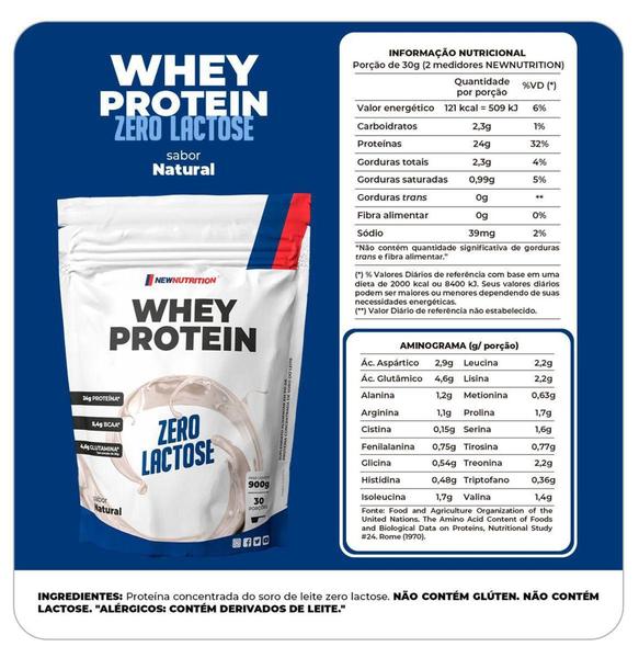 Imagem de Whey Protein Concentrado Zero Lactose Natural 900g NEWNUTRITION