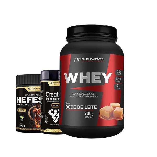 Imagem de Whey Protein Doce De Leite 900G Pré Treino Limonada Creatina