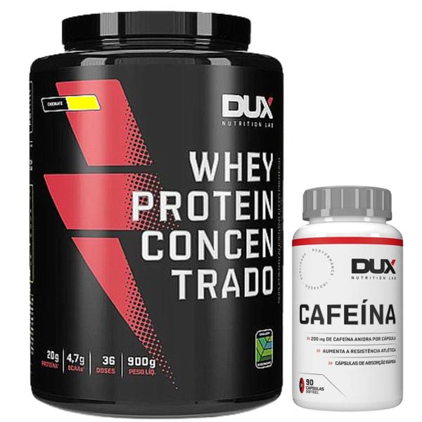 Imagem de Whey Protein Dux Concentrado 900g + Cafeína Dux 90 cáps