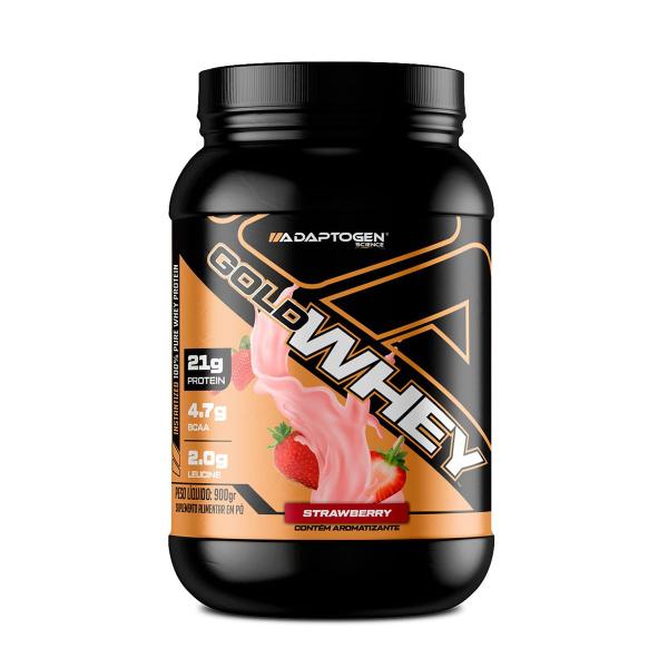 Imagem de Whey Protein Gold Whey Sabor Morango 900g Adaptogen