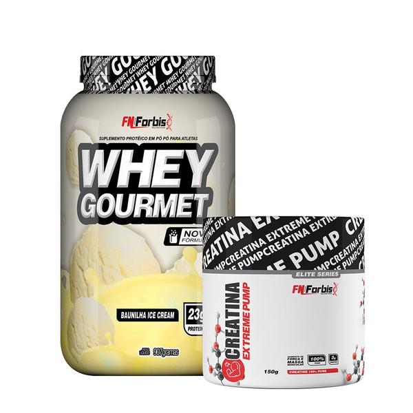 Imagem de Whey Protein Gourmet Pote 907g + Creatina Extreme Pump150g - FN Forbis