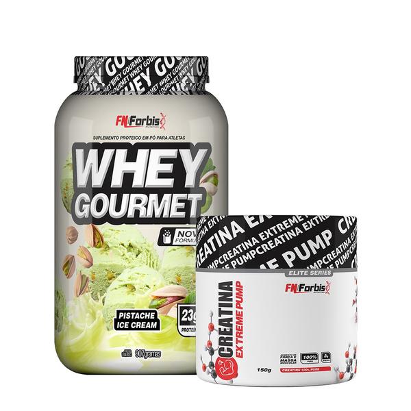 Imagem de Whey Protein Gourmet Pote 907g + Creatina Extreme Pump150g - FN Forbis