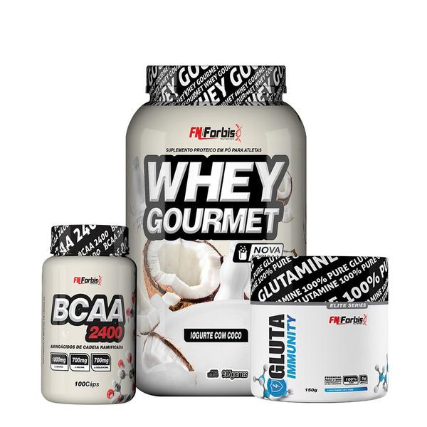 Imagem de Whey Protein Gourmet Pote 907g + Glutamina 150g + Bcaa 100 Caps - Fn Forbis