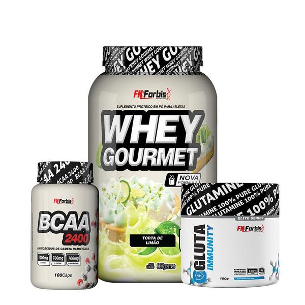 Imagem de Whey Protein Gourmet Pote 907g + Glutamina 150g + Bcaa 100 Caps - Fn Forbis