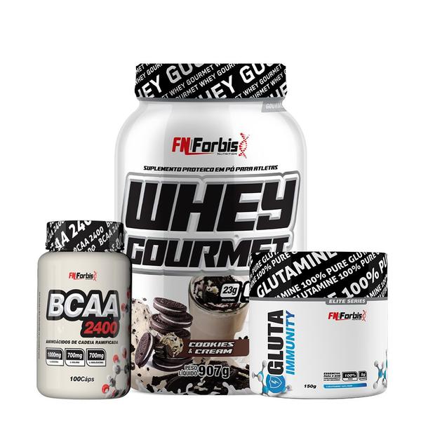 Imagem de Whey Protein Gourmet Pote 907g + Glutamina 150g + Bcaa 100 Caps - Fn Forbis