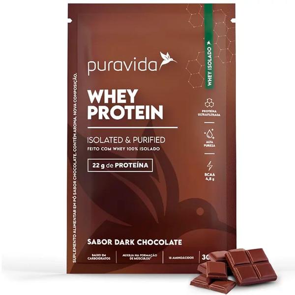 Imagem de Whey Protein Isolado - Box 15 Saches 30g cada - Dark Chocolate - Pura Vida