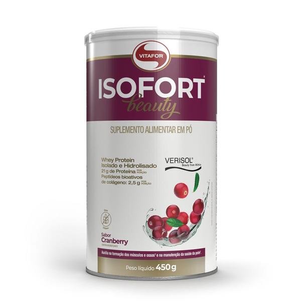 Imagem de Whey Protein Isolado e hidrolisado Isofort Beauty (450g) Vitafor