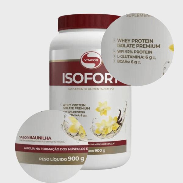 Whey Protein Isolado Isofort 900g Vitafor Imagem de Whey Protein Isolado Isofort 900g Vitafor