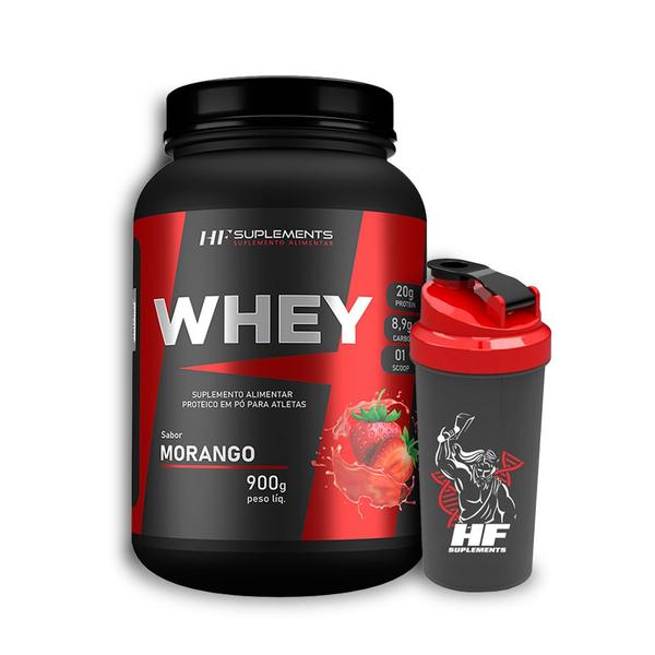 Imagem de Whey protein morango 900g + coqueteleira