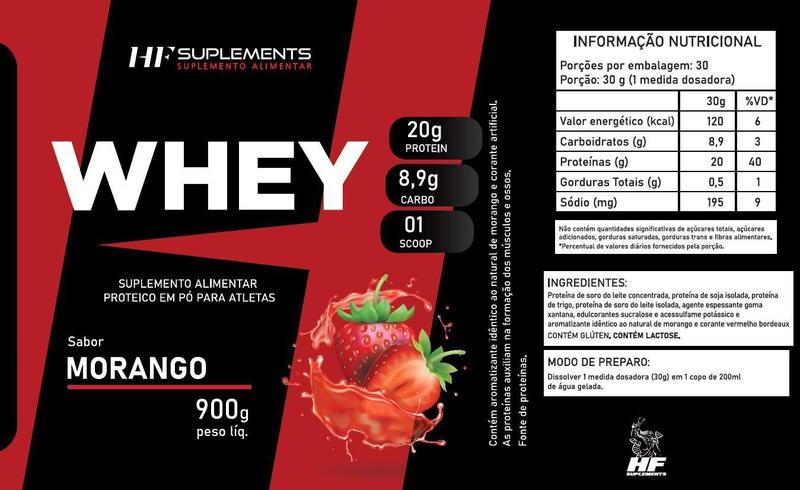 Whey Protein Morango 900G + Pré Treino Limonada + Coq - HF Suplements Imagem de Whey Protein Morango 900G + Pré Treino Limonada + Coq