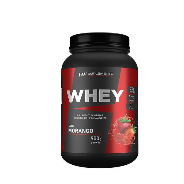 Whey Protein Morango 900G + Pré Treino Limonada + Coq - HF Suplements Imagem de Whey Protein Morango 900G + Pré Treino Limonada + Coq
