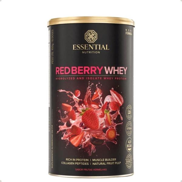 Whey Protein Red Berry 510g Essential Nutrition Imagem de Whey Protein Red Berry 510g Essential Nutrition