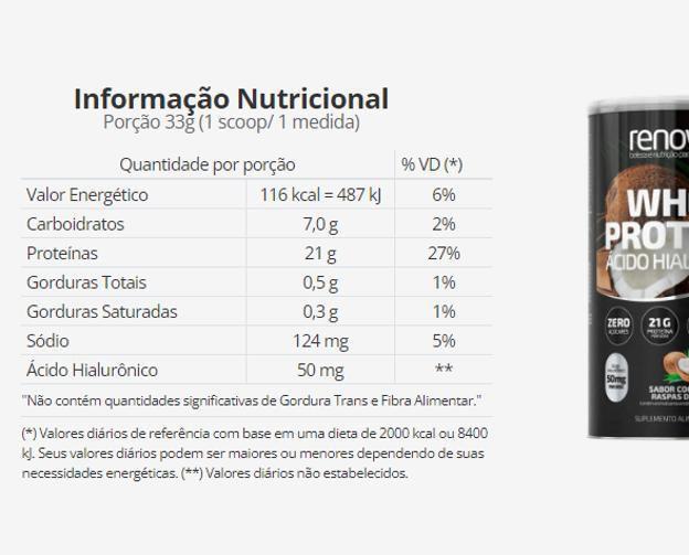 Imagem de Whey Protein Renova Be + Ácido Hialurônico 600g - Coco