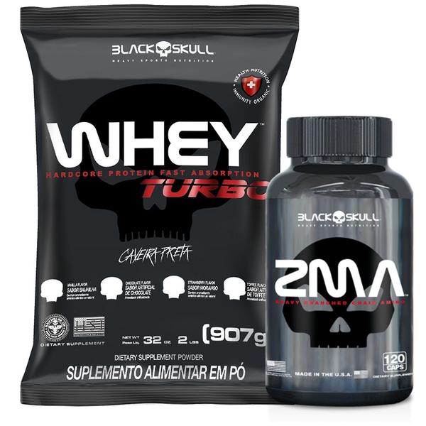 Imagem de Whey Protein Turbo 907g Refil + Zma 120 Caps Black Skull