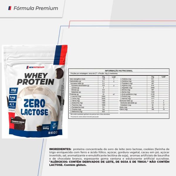 Whey Protein Zero Lactose NewNutrition 900g Cookies n' Cream Imagem de Whey Protein Zero Lactose NewNutrition 900g Cookies n' Cream